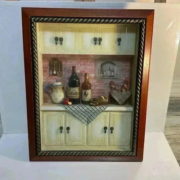 Arister Other - Arister Gift Inc. Diorama French Country Kitchen Scene, Teapot,Wine,French bread